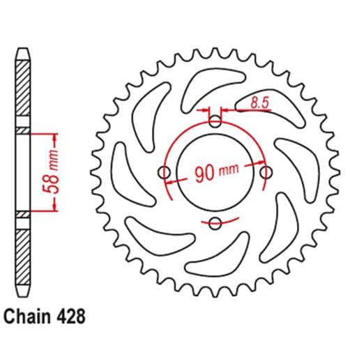 Rear Sprocket - Steel 45T #428