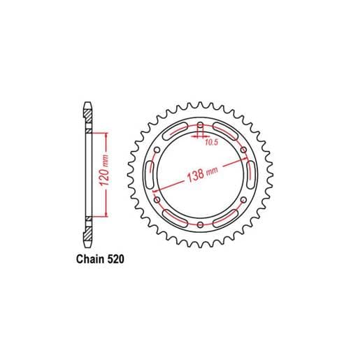 Rear Sprocket - Steel 38T 520P