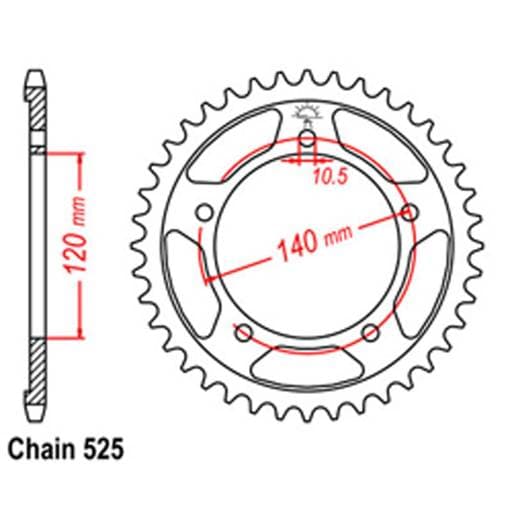 Rear Sprocket - Steel 43T 525P