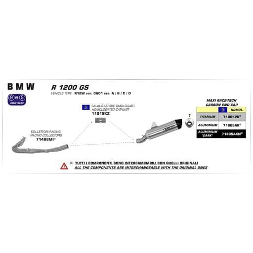 Arrow BMW  R 1200 GS/R 1250 GS Maxi Race-Tech Titanium with Carbon End Cap Silencer