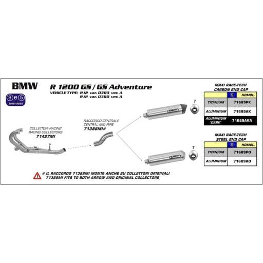 Arrow BMW R1200 GS/Adventure Max Race-Tech Stainless Link Pipe