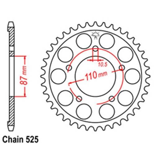 Rear Sprocket - Steel 45T 525P