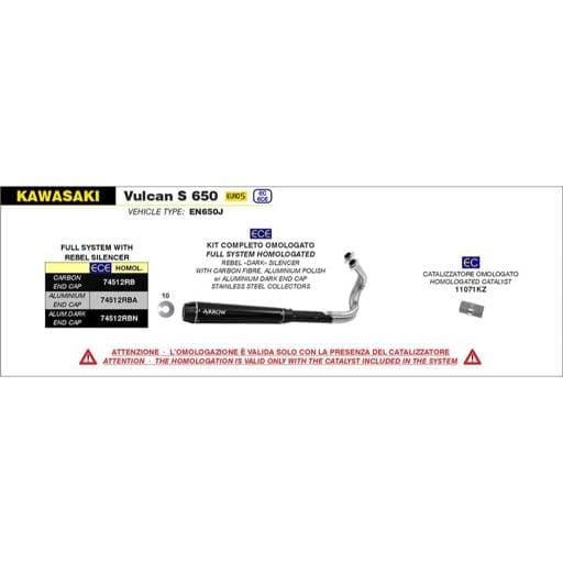 Arrow Kawasaki Vulcan S 650 Rebel Nichrom Dark with Carbon Fibre End Cap Full System Exhaust