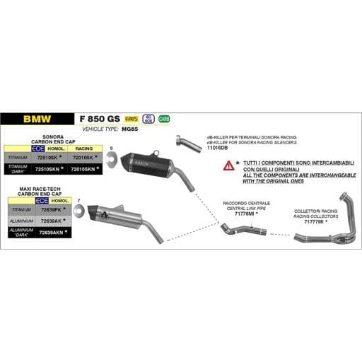 Arrow BMW Race-Tech Aluminium Dark with Carbon End Cap Silencer
