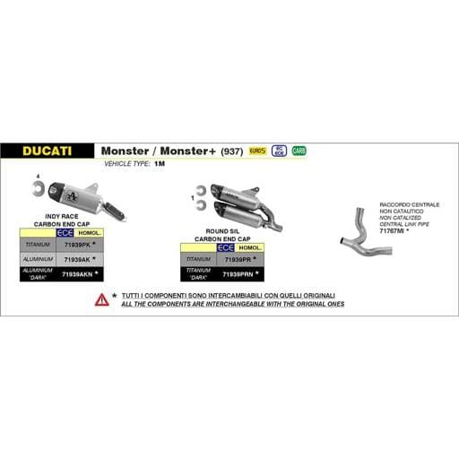 Arrow Ducati Monster / Monster+ 937 21-22 Indy-Race Titanium with Carbon End Cap Silencer