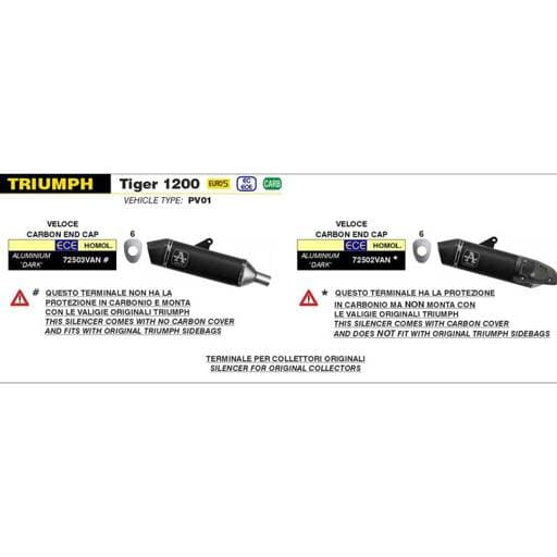 Arrow Triumph Tiger 1200 22-23 Veloce Aluminium Dark Silencer with Carbon Fibre End Cap