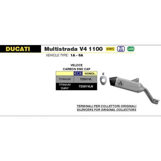 Arrow Ducati Multistrada V4 1100 21-23 Veloce Titanium Matte Dark Silencer with Carbon Fibre End Cap