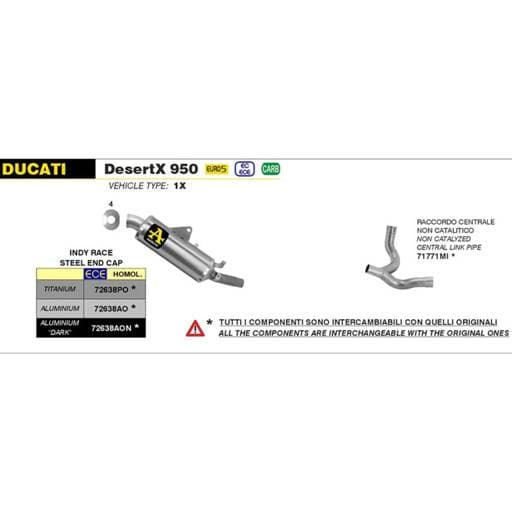 Arrow Ducati DesertX 950 Indy-Race Titanium with Steel End Cap Silencer