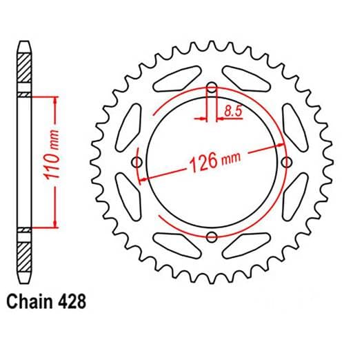 Rear Sprocket - Steel 52T 428P