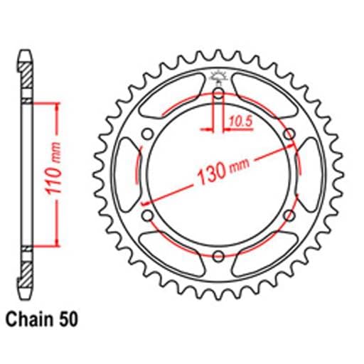 Rear Sprocket - Steel 43T 530P